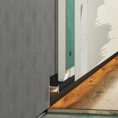 Плинтус алюминиевый теневой с подсветкой Laconistiq Light Черный муар RAL 9005 33-31-300 3000×41,3×15 Плинтус алюминиевый теневой с подсветкой Laconistiq Light Черный муар RAL 9005 33-31-300 3000×41,3×15