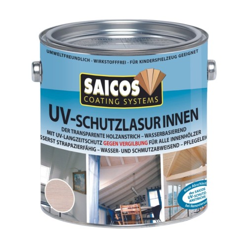 Лазурь для дерева Saicos UV-Schutzlasur Innen цвет 7704 Белый 2,5 л