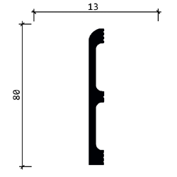 Плинтус из полистирола Decor-Dizayn 706−10 2400×80×13, технический рисунок