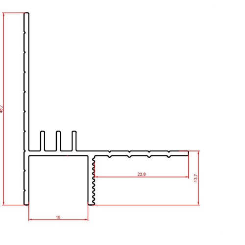 Профиль теневой алюминиевый Modern Decor анодированный черный 2000×38,8×48,7