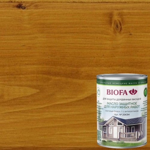Масло для фасадов Biofa 2043М цвет 4302 Золотистый тик 10 л