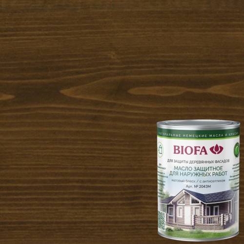 Масло для фасадов Biofa 2043М цвет 4308 Оливковый 1 л