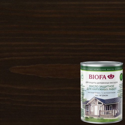Масло для фасадов Biofa 2043М цвет 4309 Шоколадно-коричневый 1 л