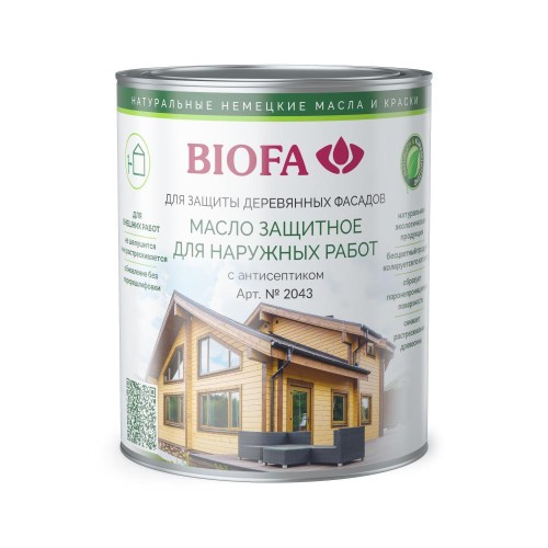Масло для фасадов Biofa 2043 цвет 4331 Серая гавань 1 л