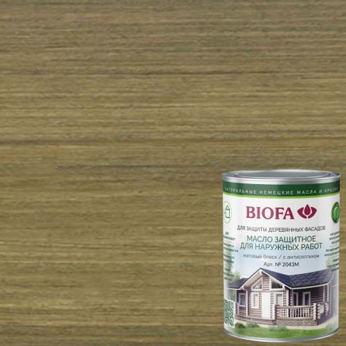 Масло для фасадов Biofa 2043М цвет 4342 Зеленый дуб 1 л