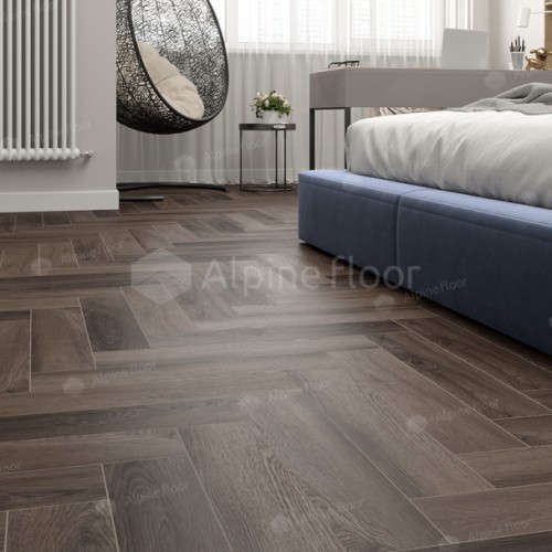 Кварцвиниловый SPC ламинат Alpine Floor Parquet Premium Дуб Фафнир ECO 19-16 венгерская елка 600×125×8