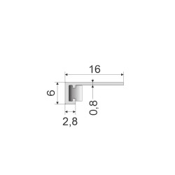 Микроплинтус алюминиевый Modern Decor RAL 7047 Серый Телегрей 4 19-23-77 2500×16×6, технический рисунок