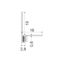 Микроплинтус алюминиевый Modern Decor RAL 9016 Белый муар 39-12-92 2500×19×16, технический рисунок