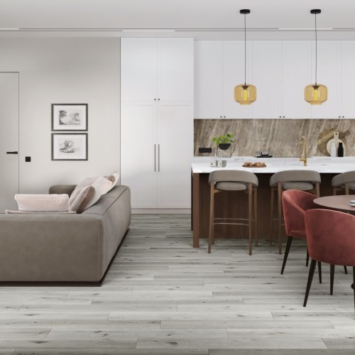 Кварцвиниловый SPC ламинат Damy Floor Family Дуб Классический Серый T7020-2 1220×180×4