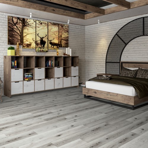 Кварцвиниловый SPC ламинат Damy Floor Family Дуб Классический Серый T7020-2 1220×180×4