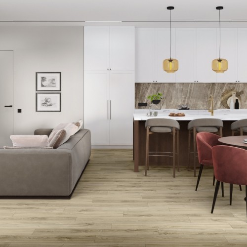 Кварцвиниловый SPC ламинат Damy Floor Family Дуб Белый SL3739-3 1220×180×4