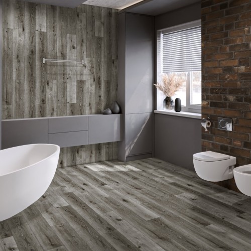 Кварцвиниловый SPC ламинат Damy Floor Family Дуб Состаренный Серый T7020-5D 1220×180×4