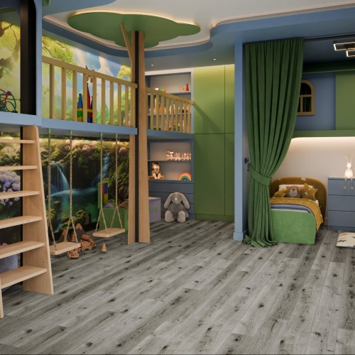 Кварцвиниловый SPC ламинат Damy Floor Family Дуб Состаренный Серый T7020-5D 1220×180×4