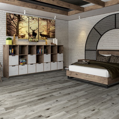 Кварцвиниловый SPC ламинат Damy Floor Family Дуб Состаренный Серый T7020-5D 1220×180×4