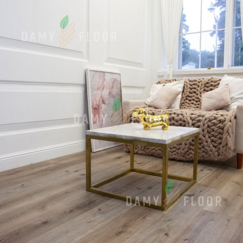 Кварцвиниловый SPC ламинат Damy Floor Family Дуб Лофт 1508-1 1220×180×4 фото в интерьере