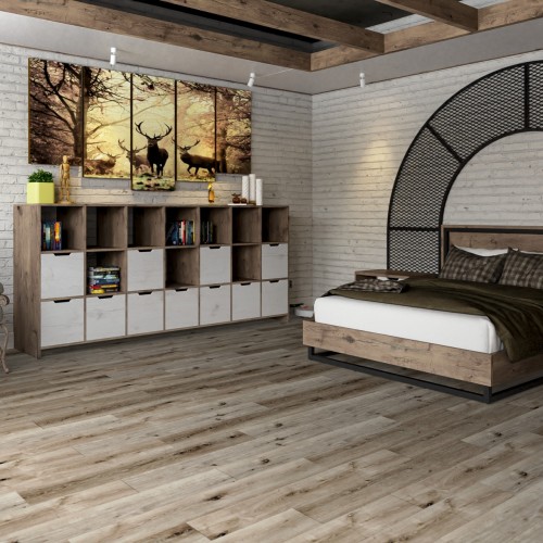 Кварцвиниловый SPC ламинат Damy Floor Family Дуб Лофт 1508-1 1220×180×4