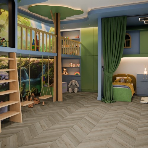 Кварцвиниловый SPC ламинат Damy Floor Chevron Версаль DF01-Ch французская елка 600×127×5