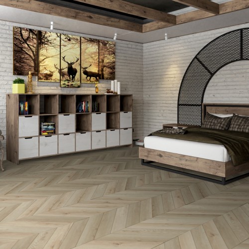 Кварцвиниловый SPC ламинат Damy Floor Chevron Версаль DF01-Ch французская елка 600×127×5
