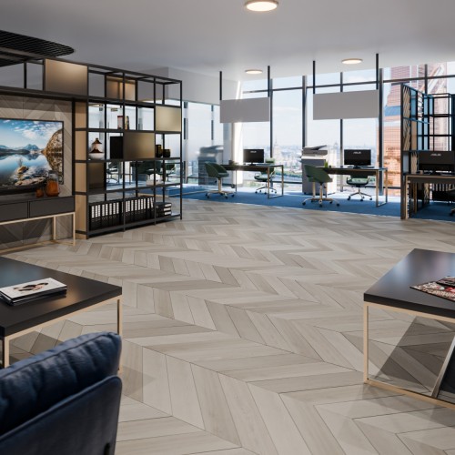Кварцвиниловый SPC ламинат Damy Floor Chevron Пале-Рояль DF02-Ch французская елка 600×127×5
