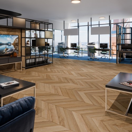 Кварцвиниловый SPC ламинат Damy Floor Chevron Лувр DF04-Ch французская елка 600×127×5
