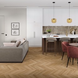 Кварцвиниловый SPC ламинат Damy Floor Chevron Лувр Louvre DF04-Ch французская елка 600×127×5
