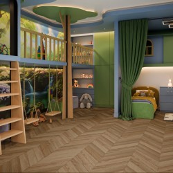 Кварцвиниловый SPC ламинат Damy Floor Chevron Лувр Louvre DF04-Ch французская елка 600×127×5