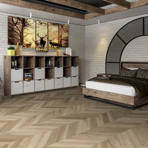 Кварцвиниловый SPC ламинат Damy Floor Chevron Сен-Жермен DF05-Ch французская елка 600×127×5