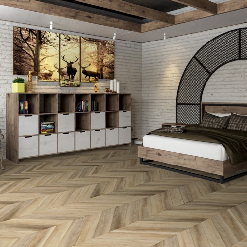 Кварцвиниловый SPC ламинат Damy Floor Chevron Амбуаз DF06-Ch французская елка 600×127×5