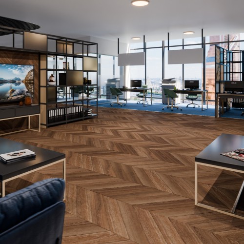 Кварцвиниловый SPC ламинат Damy Floor Chevron Шайо DF07-Ch французская елка 600×127×5