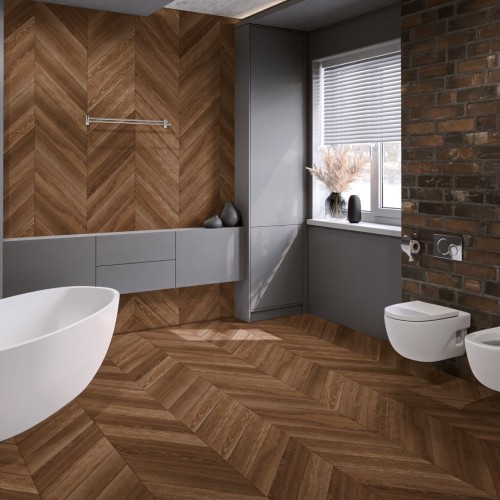 Кварцвиниловый SPC ламинат Damy Floor Chevron Шайо DF07-Ch французская елка 600×127×5