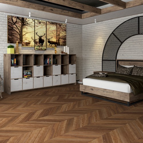 Кварцвиниловый SPC ламинат Damy Floor Chevron Шайо DF07-Ch французская елка 600×127×5