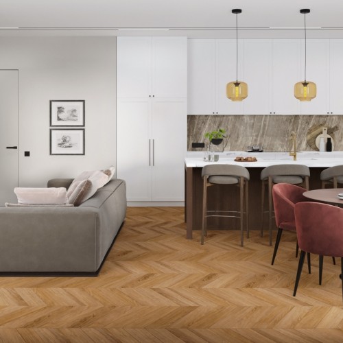 Кварцвиниловый SPC ламинат Damy Floor Chevron Монсоро DF09-Ch французская елка 600×127×5