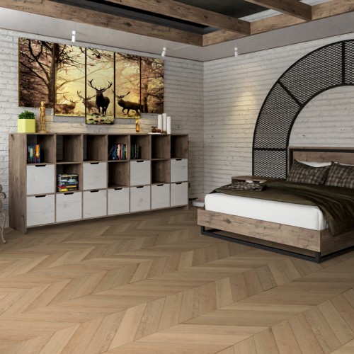 Кварцвиниловый SPC ламинат Damy Floor Chevron Сен-Клу DF10-Ch французская елка 600×127×5