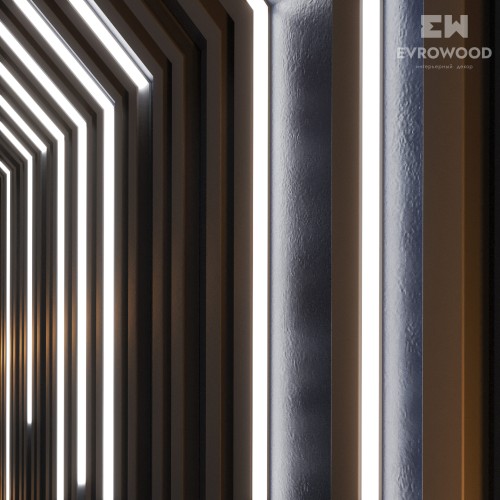 Рейка декоративная под покраску Evrowood R 010 LED U 2700×30×18 фото в интерьере