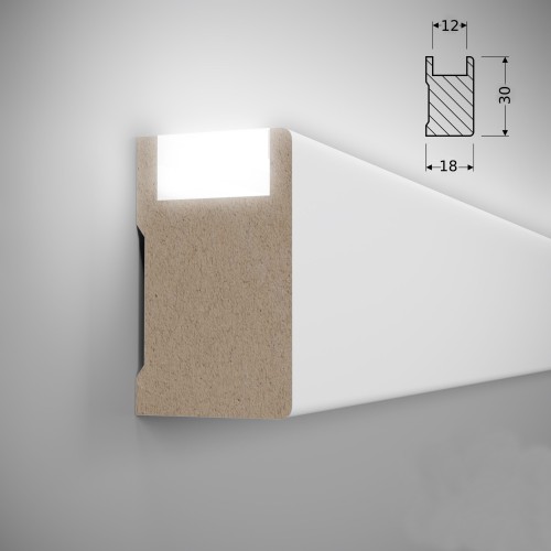 Рейка декоративная под покраску Evrowood R010 LED U 2700×30×18