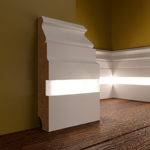 Плинтус МДФ под покраску с подсветкой Evrowood PN 090 Led 2000×100×18 Плинтус МДФ под покраску с подсветкой Evrowood PN 090 Led 2000×100×18