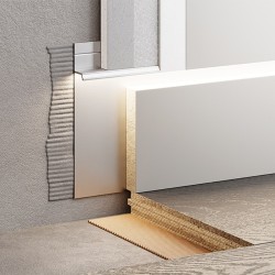 Плинтус алюминиевый скрытый с подсветкой Modern Decor Серебро анодированный 29-70-80 2050×80×12,8