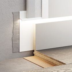 Плинтус алюминиевый скрытый с подсветкой Modern Decor RAL 9003 Белый 55-80-74 2500×80×12,8