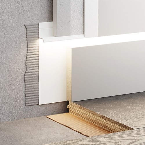 Плинтус алюминиевый скрытый с подсветкой Modern Decor RAL 9003 Белый 55-80-74 2500×104,6×14,5