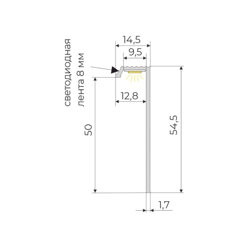 Плинтус алюминиевый скрытый с подсветкой Modern Decor RAL 9005 Черный 12-67-32 2500×50×12,8 Плинтус алюминиевый скрытый с подсветкой Modern Decor RAL 9005 Черный 12-67-32 2500×50×12,8