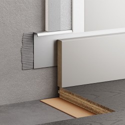 Плинтус алюминиевый скрытый с подсветкой Modern Decor Серебро анодированный 16-75-36 2500×50×12,8