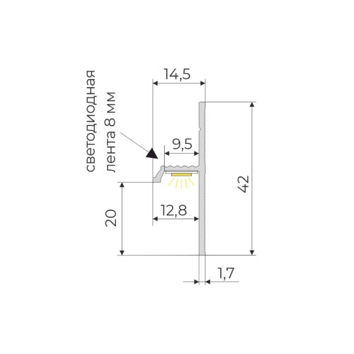 Плинтус алюминиевый теневой с подсветкой Modern Decor RAL 9003 Белый 73-38-47 2500×20×12,8 Плинтус алюминиевый теневой с подсветкой Modern Decor RAL 9003 Белый 73-38-47 2500×20×12,8