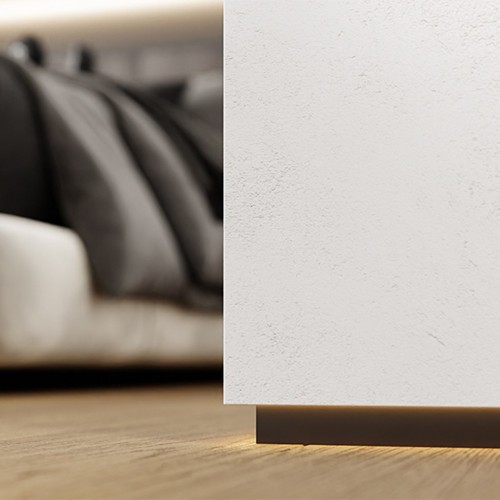 Плинтус алюминиевый теневой с подсветкой Modern Decor RAL 9005 Черный муар 77-56-56 2500×20×12,8 Плинтус алюминиевый теневой с подсветкой Modern Decor RAL 9005 Черный муар 77-56-56 2500×20×12,8