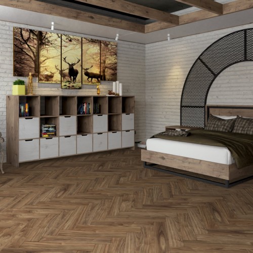 Кварцвиниловый SPC ламинат Damy Floor London Дерби 0036-1 венгерская елка 615×123×4