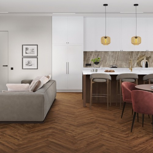 Кварцвиниловый SPC ламинат Damy Floor London Дерби 0036-1 венгерская елка 615×123×4