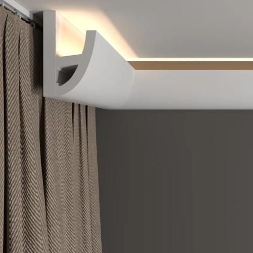 Потолочный плинтус под покраску Decor-Dizayn DD510 с подсветкой 2000×49×80