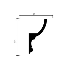 Потолочный плинтус под покраску Decor-Dizayn DD507 с подсветкой 2000×58×97