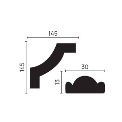 Угловой элемент к молдингу под покраску Decor-Dizayn C1-157A 145×145×13