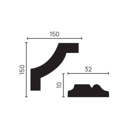 Угловой элемент к молдингу под покраску Decor-Dizayn C1-DD603 150×150×10