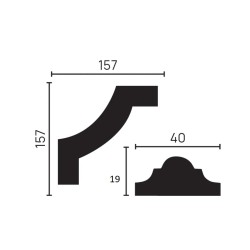 Угловой элемент к молдингу под покраску Decor-Dizayn C1-DD002 157×157×19
